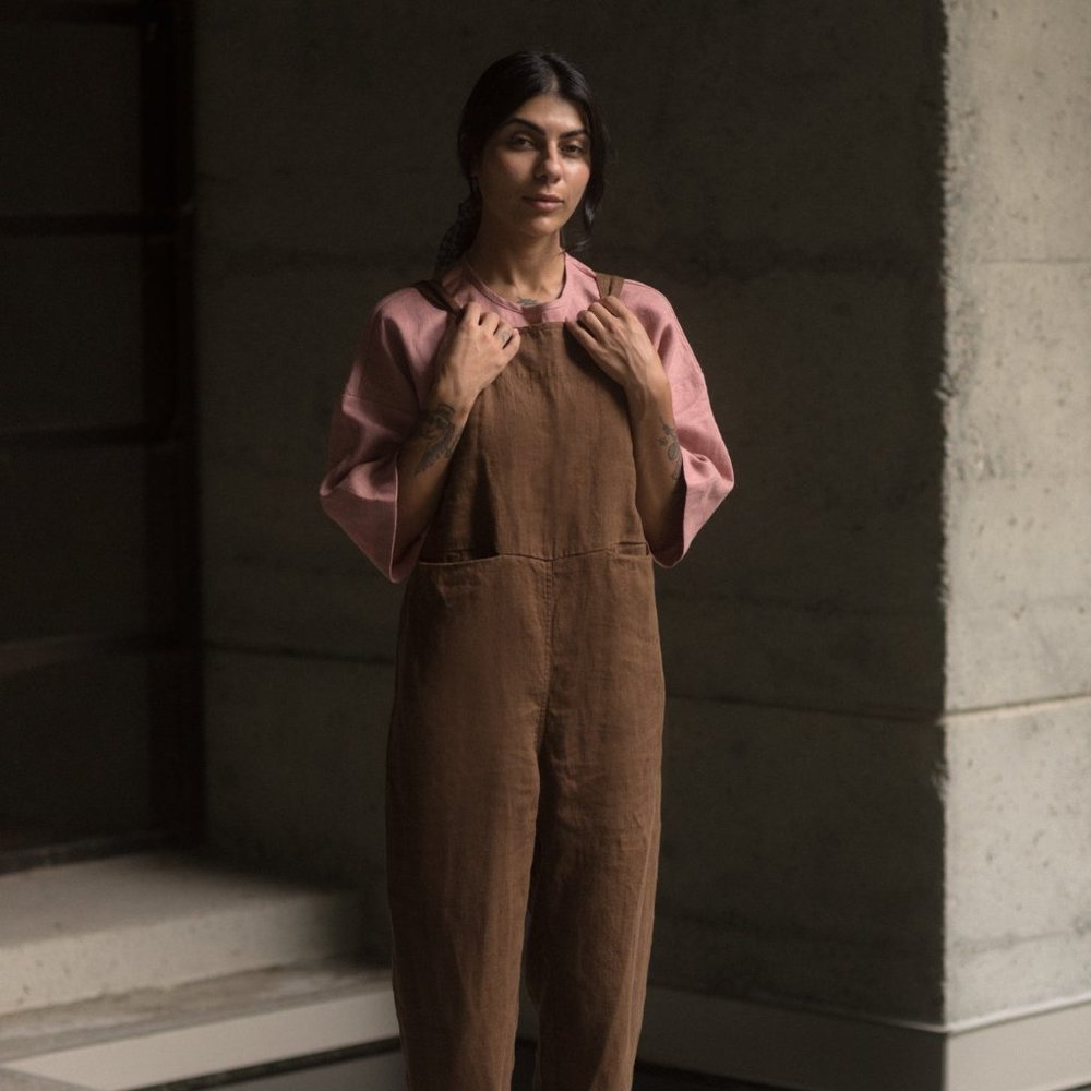 Beaton Linen Overalls, Sage, XS
